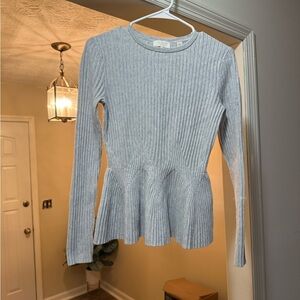 Ted BakerGray Ribbed Peplum Knit Top